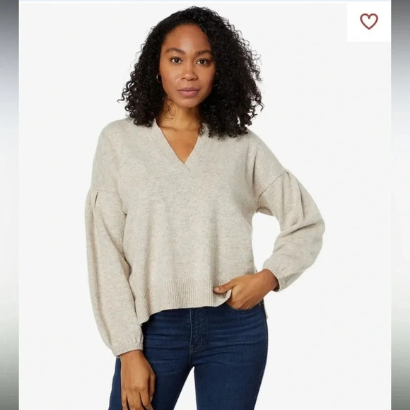 Madewell Wiltshire V-Neck Pullover Sweater in Heather Cobblestone Size M - Picture 1 of 9